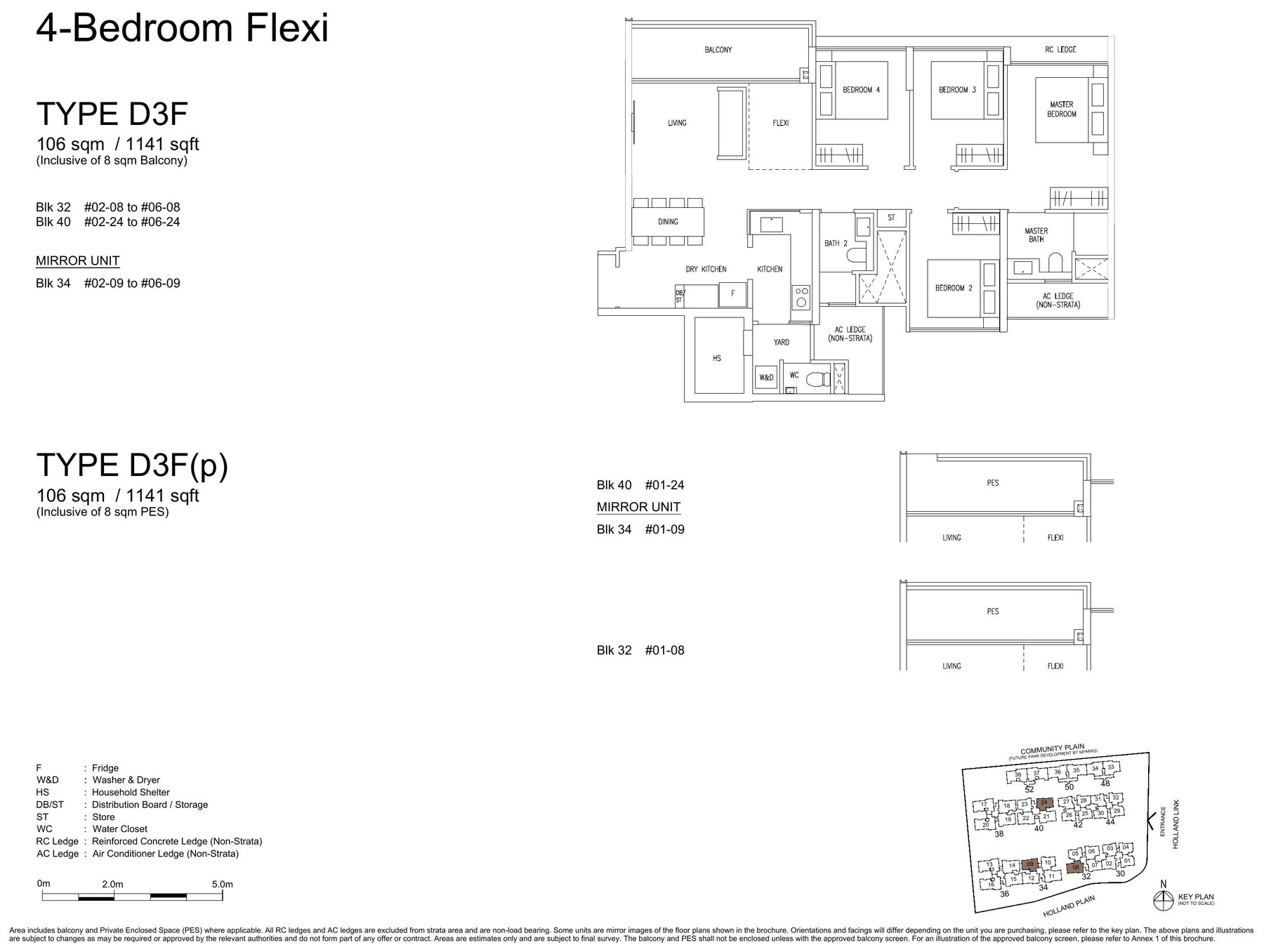 4 Bedroom Flexi (D3F) — 1,141 sqft floor plan