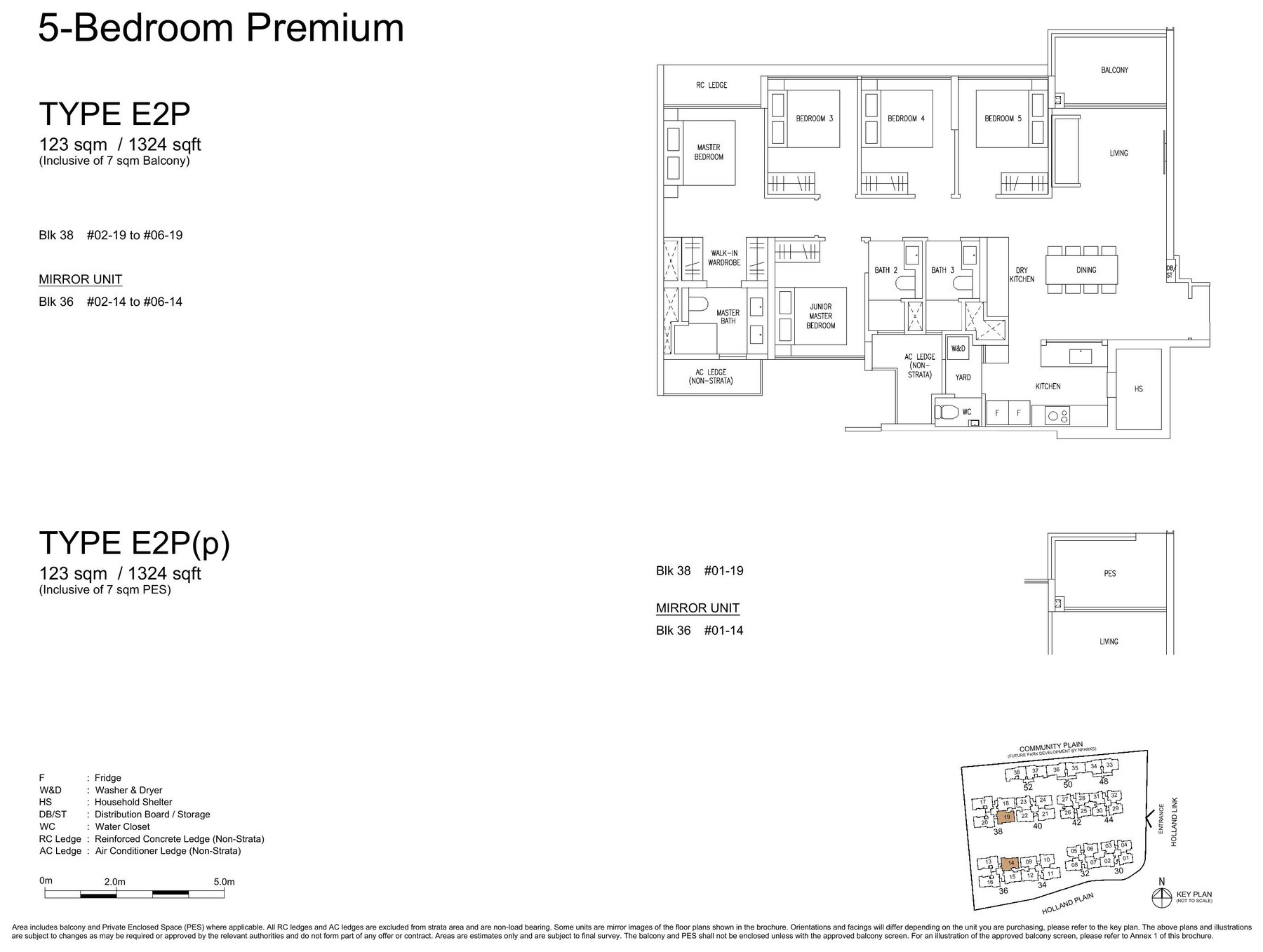 5 Bedroom Premium (E2P) — 1,324 sqft floor plan